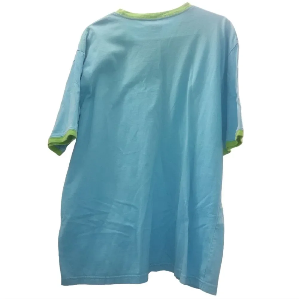 TOMMY‎ HILFIGER Blue Vintage Ringer  Stitched Short-Sleeve T-shirt Size Large - Picture 2 of 4